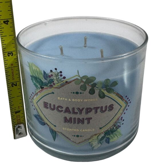 NEW Bath & Body Works Eucalyptus Mint 14.5 Oz 3 Wick Candle Crisp Fresh Scent - Picture 7 of 8